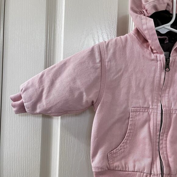 Bass Pro Shops Pink Canvas Hooded Jacket Girls Size 12 Months - Picture 3 of 14